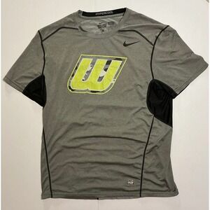 Nike Pro Combat Hypercool Fitted Shirt Mens XL Grey Black Camo Training Gym